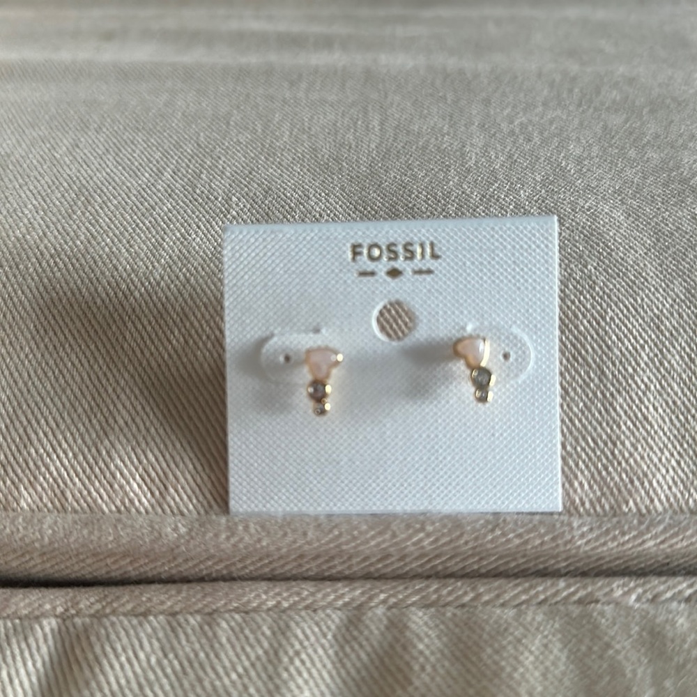 Fossil Heart Studs